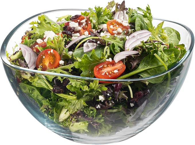 Serving Bowls, 63.5 Ounce Large Salad Bowls for Parties and Every Day, Beautiful Wavy Designed Serving Bowl for Entertaining, Elegant Big Bowl For Salads, Pasta, Fruit, Microwave and Dishwasher Safe