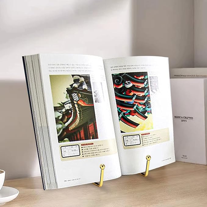Kruodop 3 Pack 4 Inch Plate Stands for Display, Metal Frame Holder Stands for Book, Pictures, Photo Easel, Tabletop Art