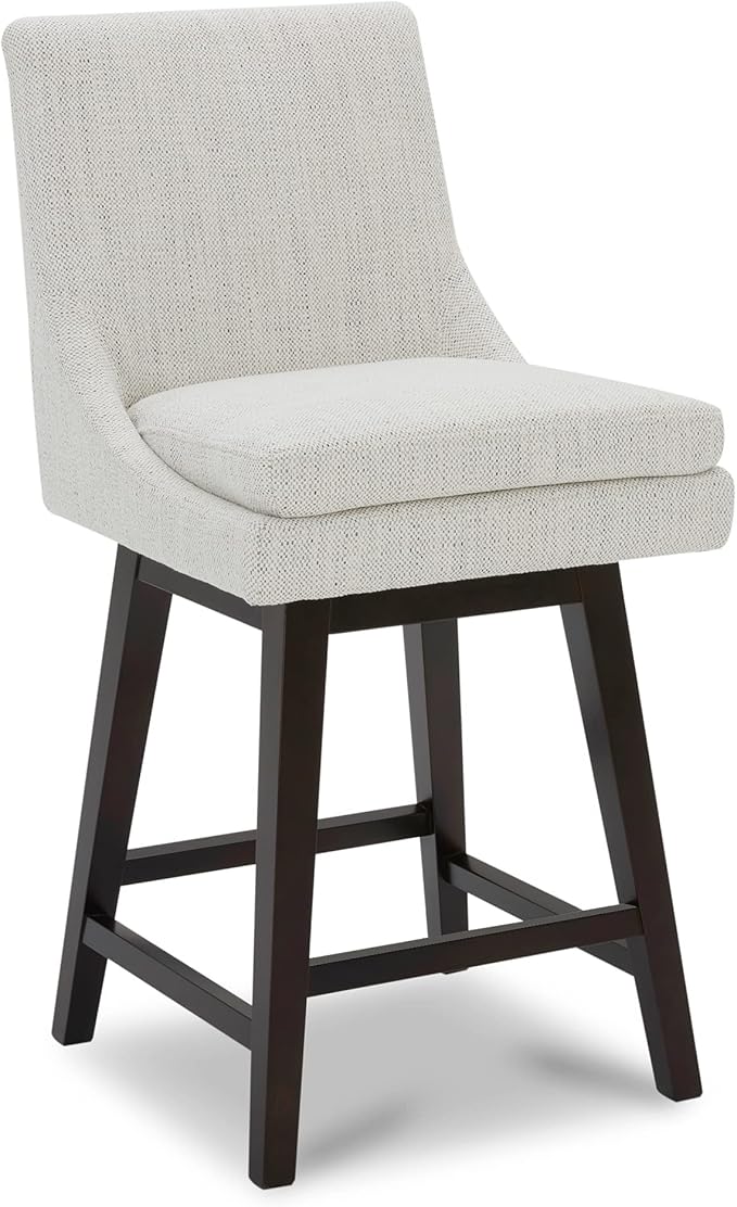 CHITA Bar Stools Set of 2, Counter Height Swivel Barstools, FSC Certified Morden Upholstered Fabric Counter Chairs with Back Support, 26.8" H Seat Height, Fabric in Ivory