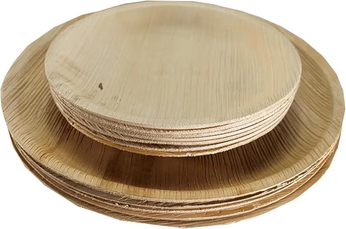 Harshu Areca Round Flatware - 20 Pack, Biodegradable Palm Leaf Plates, Eco-Friendly Disposable Tableware for Parties, Events, and Catering (Round Plate, 7" (18cm) - 20 Pack)