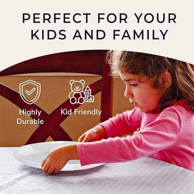 Thomas Fuchs Creative 1/2 & 1/2 Melamine Side Plates Set of 4, Chip and Break-Resistant, Durable Salad Plates, Kid-Friendly Dessert Plates for Indoor and Outdoor, Dishwasher Safe, Silver/Gray