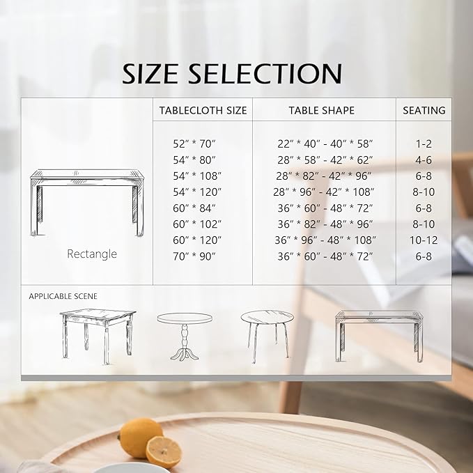 MYSKY HOME 60x120 Boho Rectangle Tablecloth Linen Farmhouse Tablecloth Waterproof Decorative Fabric Table Cloth for Kitchen Dining Bohemian Tablecloth for 8 Feet Table, Grey