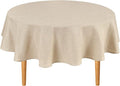 Hiasan Round Linen Tablecloth 70 Inch - Wrinkle and Stain Resistant Washable Polyester Fabric Table Cloth for Dining Room Kitchen Party, Beige