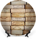 Ceramic Display Plate, Winery Ceramic Hanging Decorative Plate, Different Wine Corks Arranged in Line Collections, 10 Inch, Household Custom Ceramic Plate, Ivory Pale Brown