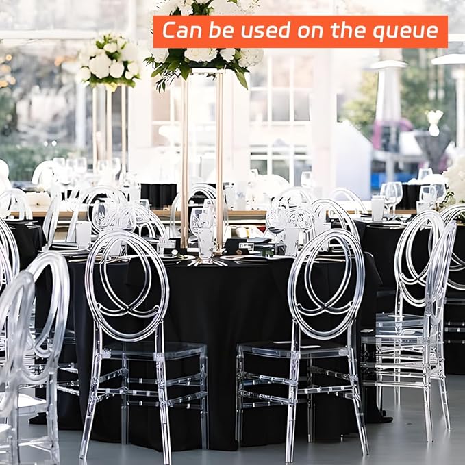 Cuckan 120 Inch Round Tablecloth, 6 Pack Black Stain Resistant and Wrinkle-Free Polyester Table Cover for Wedding, Banquet, Party, Restaurant – [Black ], [6-Pack]