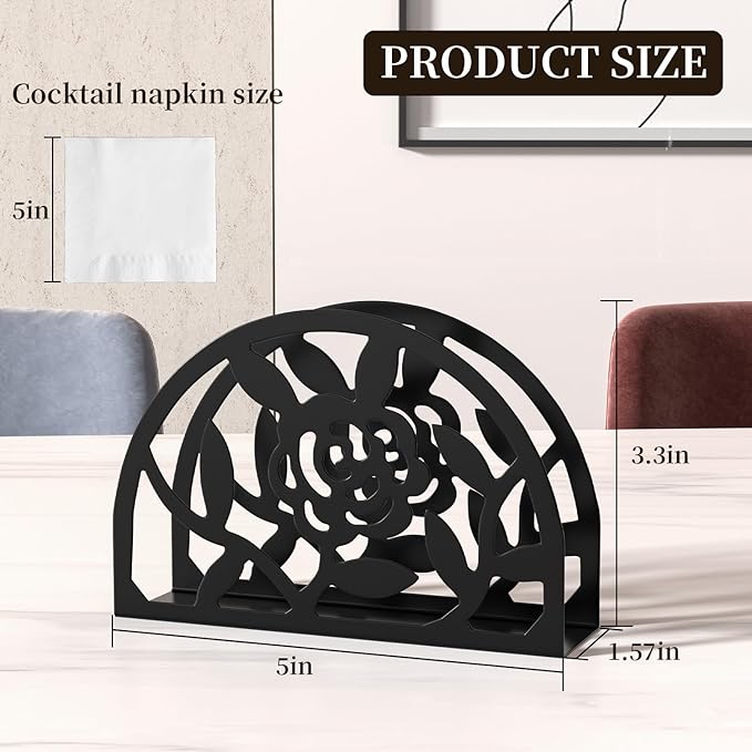 Epicano Napkin Holder for Table,Metal Rose Standing Napkin Holderfor Kitchen Dining Tables & Countertops, Paper Cocktail Napkins Holder Dispenser for Indoor & Outdoor,Unique Table Decor Gifts