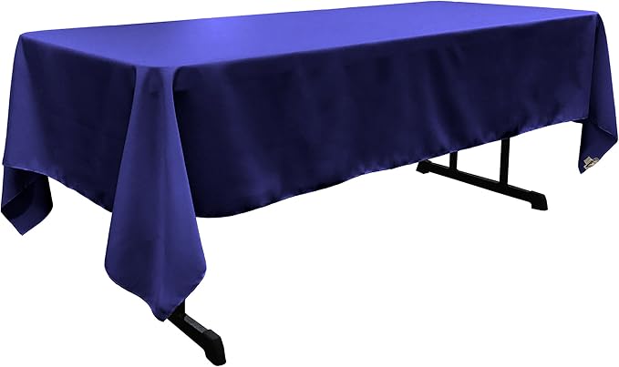 LA Linen Polyester Poplin Washable Rectangular Tablecloth, Stain and Wrinkle Resistant Table Cover 60x126, Fabric Table Cloth for Dinning, Kitchen, Party, Holiday 60 by 126-Inch, Royal Blue