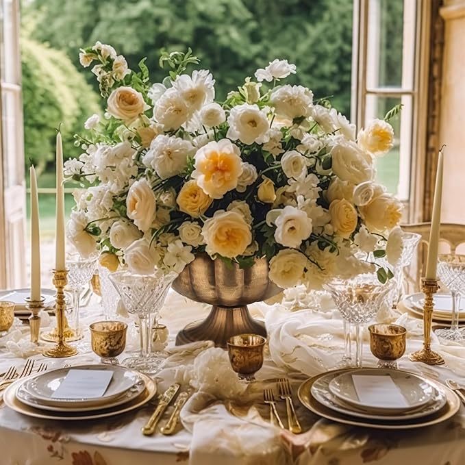 20 Pcs Vintage Gold Compote Vase for Centerpieces Compote Bowl 8'' Wide Vintage Decorative Antique Urn Planter Vase for Wedding Event Anniversary Party Indoor Outdoor Activity
