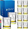 Personalized Square Shot Glasses Set of 10 Yellow Bottom 2oz Engraved Initial and Name Custom Gifts, Weddings, Birthdays, Party, Event, Decorations