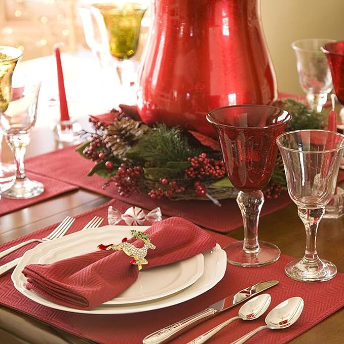 Napkin Rings Set of 8 Silver Set of 8 Napkin Rings Christmas, Holidays, Thanksgiving (Deer-2)