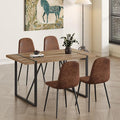 4 Chair Dining Table Set，Dinner Table Set for 4，55'' Kitchen Table and Suede Nap Fabic Chairs Set of 4, 5 Piece Dining Table Set for Kitchen Dining Room