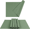 MANSPHIL Sage Green Cloth Placemats Set of 6, Double Layer Faux Linen Place Mats Heat Resistant Washable Table Mats for Dining Kitchen, 13x19 Inch