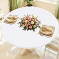 Round Spandex Tablecloth, Elastic Fitted Waterproof Tablecloths for 18"-24" Tables, Stretch Washable Picnic Table Cover for Camping, Dining, Indoor and Outdoor, White