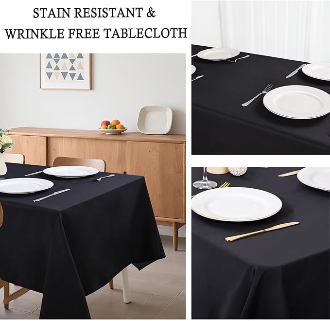 8 Pack Black Tablecloth 60 x 126 Inch Rectangular Table Cloth for 8 Foot Rectangle Tables, Wrinkle Resistant Washable Polyester Fabric Table Covers for Wedding Party Banquet Buffet