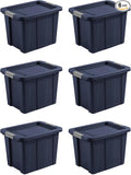 Sterilite 6-Pack Storage Bins with Lids, Heavy Duty Totes, Tuff1, 18 Gallon, Dark Indigo