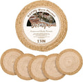 13 in Round Woven Placemats Plate Chargers Set of 6, Chargers for Dining Table Decor Boho Farmhouse Rustic Rattan Wicker Table Mats Jute Braided Place Mats Chargers for Dinner Plates