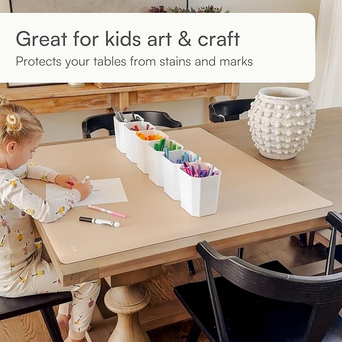 Table Craft Mat to Protect Dining Table, Craft Mess mat 38"x39.4" Great for Childrens Crafts and Play Protect Your Furniture from Spills and Mess Easy to Clean, Heat Resistant (Clay, 38" 39.4")'