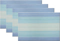 Placemats Washable Easy to Clean PVC Placemat for Kitchen Table Heat-resistand Woven Vinyl Hard Table Mats 12x18 inches Set of 4 （Blue）