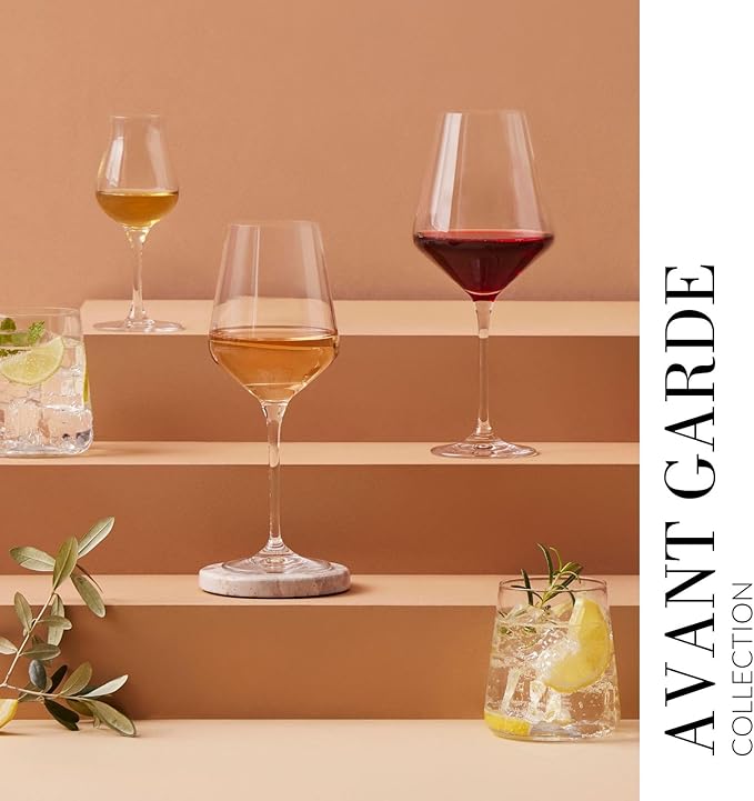 Krosno Red Wine Glasses 4-Piece 16.6 oz Avant-garde Collection, Perfect for Home, Restaurants & Parties, Dishwasher Safe, Thin Rim, Long Stem | Lead-Free Crystal Glass