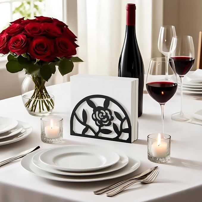 Epicano Napkin Holder for Table,Metal Rose Standing Napkin Holderfor Kitchen Dining Tables & Countertops, Paper Cocktail Napkins Holder Dispenser for Indoor & Outdoor,Unique Table Decor Gifts