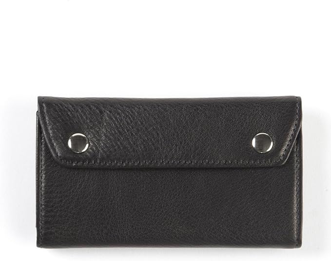 Leatherology Black Onyx Pocket Tissue Holder – Full-Grain Leather Travel Case with Snap Closure, Fits Standard Tissue Packs – Stylish & Compact Tissue Organizer for On-The-Go
