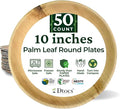 Dtocs Palm Leaf Plates 10 Inch Round (50) | Bamboo Plates Disposable Like Compostable Dinnerware Set for Party, Dinner, Serving Platters, Charcuterie Boards | Alternate to Plastic, Wood, Paper Plate