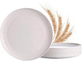 MISS BIG 10 inches Wheat Straw Plates,Plastic Plates Reusable Set of 8,Dinner Plates for Kids&Adults,Dishwasher & Microwave Safe,Eco-Friendly,BPA Free(Wheat White)