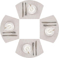 SHACOS Wedge Placemats for Small Round Table Set of 4 Woven Vinyl PVC Placemats Heat Resistant Wipeable Indoor Outdoor Table Mats (4, Beige)