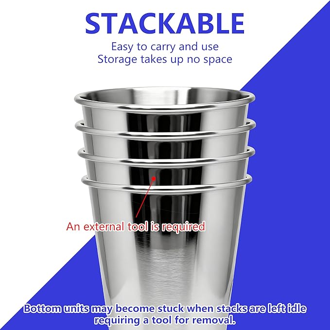 20PCS 20-OZ Tainless Steel Cups,Metal Cups, Stainless Steel Pint CupsStackable Unbreakable Drinking Glasses for Party, BBQ Camping, (100)
