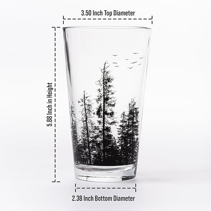 Black Lantern Pint Glass Set of 2 - Premium Ski and Skiing Themed Beer Glass and Everyday Drinking Glasses - 16 Ounce Pint Glass - Craft Beer Enthusiasts - Après-Ski and Cabin Decor (Ski Lift White)