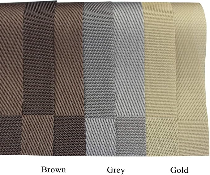 PIGCHCY Place Mats Heat-Resistant Non Slip Table Mats - Easy Wipe Clean Woven Vinyl Placemats for Dining Table Set of 6 (Grey Silver)