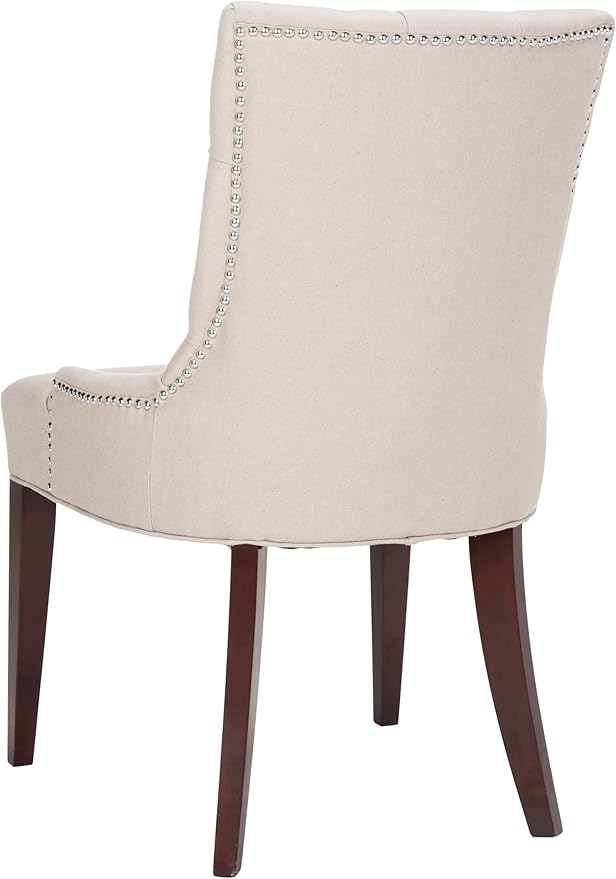 SAFAVIEH Home Collection - Amanda Tufted Upholstered Taupe Dining Chair Set of 2, Nailhead Trim, Classic Design (MCR4515A-SET2)