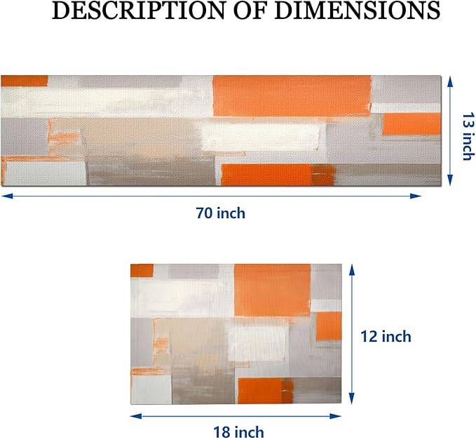 Mcalk Orange Table Runner and Placemats Set of 6, Abstract Brown Placemats, Modern Cloth Place Mats Indoor for Kitchen,Washable Linen Material for Dining Table