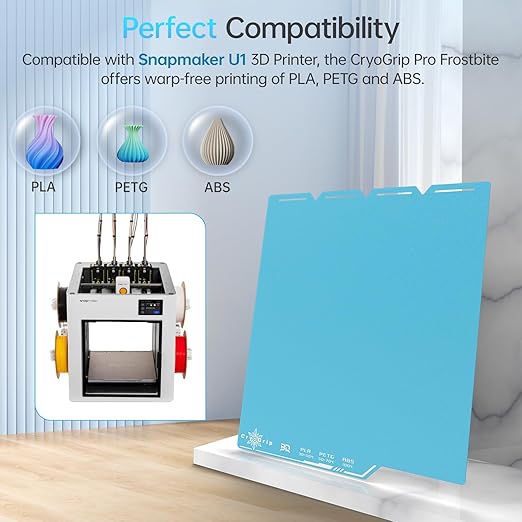 BIQU Cryogrip Pro Frostbite Cold Build Plate Compatible with Snapmaker U1 3D Printer 276x301MM Panda Build Plate Double-Sided Upgrade Room Temperature Print Removable Surface Platform