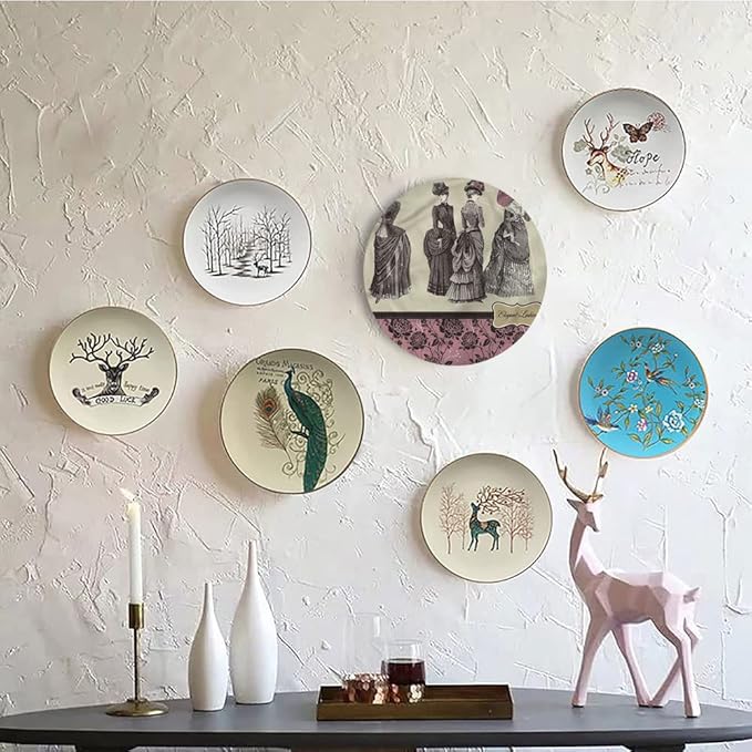 Ceramic Plates, Victorian Decorative Ceramic Plates, Women Fashion Handbag, 10 Inch, for Dining, Parties, Wedding, Multicolor
