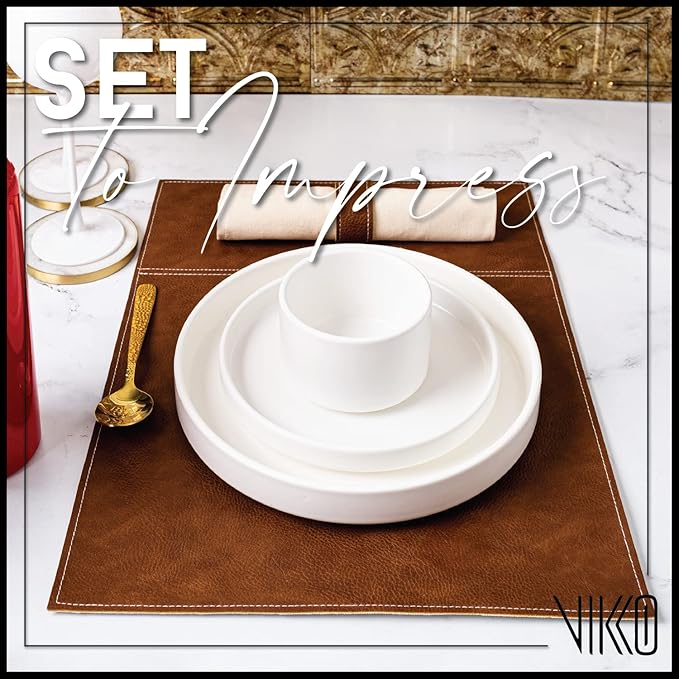 Vikko Modern Soup Bowls, Set of 6 Matte White Porcelain Bowls, Stackable 14 oz Elegant Restaurant Style Soup Bowl Set, Microwave and Dishwasher Safe