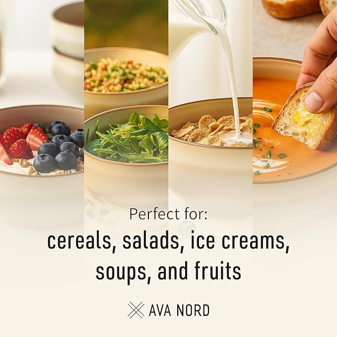 Stoneware Ceramic Cereal Bowls Set of 4, 21 oz | Lead-Free, Cadmium-Free | Microwave and Dishwasher Safe | For Soup, Salad, Rice, Dessert, Ice Cream | Nordic Design | Terracotta/Sage Ash