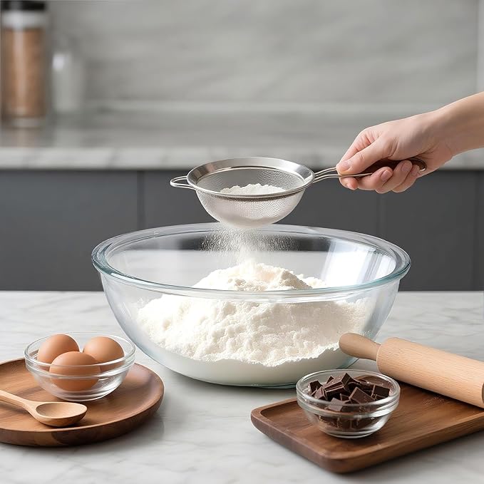 6.5 Qt Glass Mixing Bowl, 12 Inch Clear Extra Large Salad Bowls, Tempered Big Cooking Bowl for Sourdough, Kitchen Baking, Meal Prepping, Serving, Dishwasher Microwave & Freezer Safe