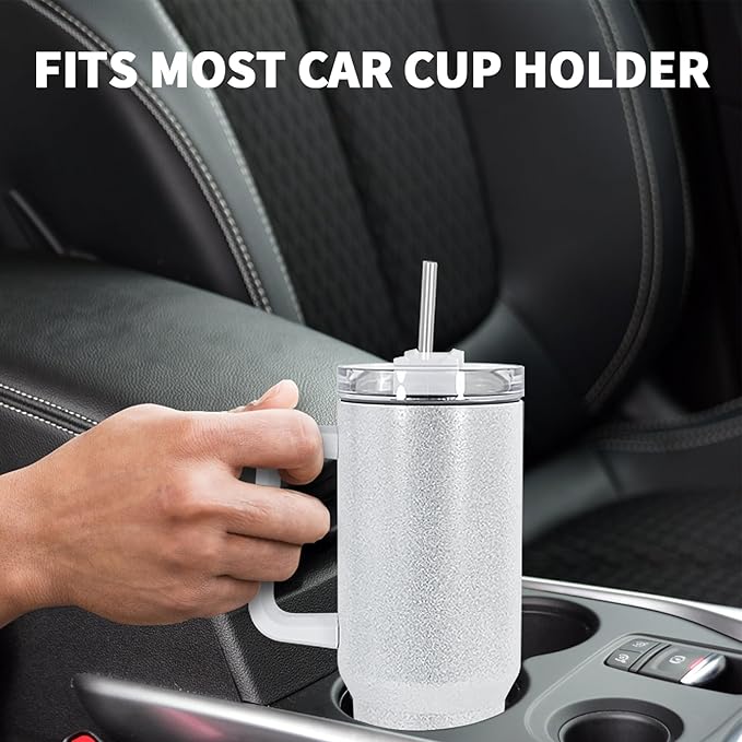 40oz Sublimation Tumblers with Handle Lid Straw 20 Pack Stainless Steel Insulated Tumblers Blanks Water Bottle Travel Cups for Party Home Driving Office