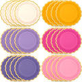 48 Pcs Purple Sun Paper Plates 9 Inch Gradient Scalloped Paper Plates Disposable Dinner Dessert for Birthday Wedding Bridal Party Supplies, 6 Colors