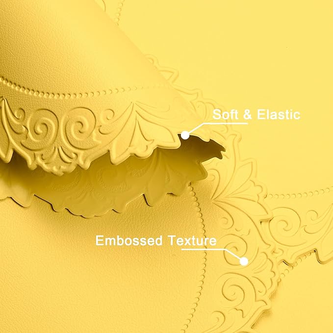 Noctiflorous Round Faux Leather 15 Inch Placemats Set of 4 Waterproof Wipeable Heat Resistant Tablemat for Dining Table Kitchen Non Slip Washable Oilproof Table Place Mat(Mango Yellow, 4)