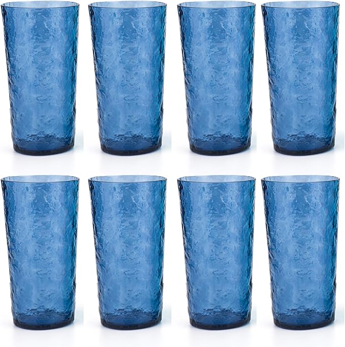 KX-WARE 18-ounce Acrylic Highball Glasses Plastic Tumbler, set of 8 Blue