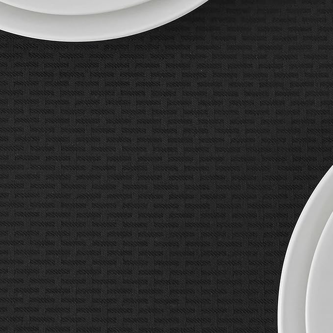 maxmill Jacquard Tablecloth Stain Resistant Waterproof Wrinkle Resistant Spillproof Washable Soft Weaved Texture Table Cloth for Dining Room, Indoor Outdoor Use, Rectangle 60 x 140 Inch, Black