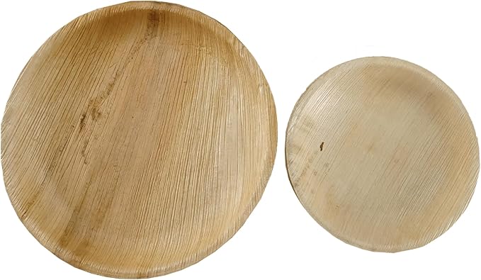 Harshu Areca Round Flatware - 20 Pack, Biodegradable Palm Leaf Plates, Eco-Friendly Disposable Tableware for Parties, Events, and Catering (Round Plate, 7" (18cm) - 20 Pack)