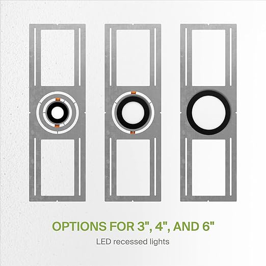 ASD 72 Pack New Construction Mounting Plate with Symmetric Round Hole - 3-4-6" Flat Steel Rough-in Wafer Light Bracket, LED Recessed Lighting Housing