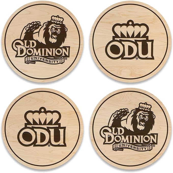 LazerEdge Old Dominion Monarchs Wooden Coaster Set - Maple Wood - Officially Licensed Product - 4-Pack