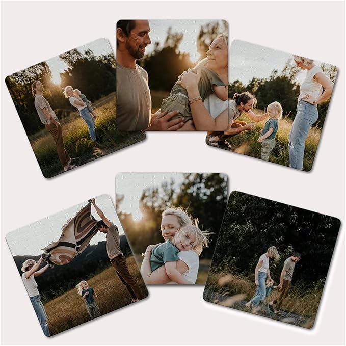 Personalized Coasters, Custom Coaster, Leather, Add Your Image, 4 inches (Set of 6, Square)