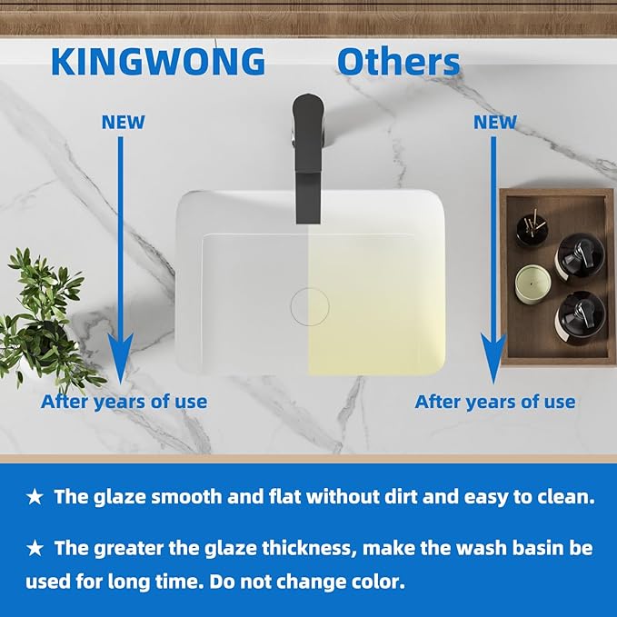 16 Inch Bathroom Vanity SinSmall Undermount Bathroom Sinks Rectangular White Porcelain Vessel Sink Cabinet 15.75" x 11.82" Ceramic Wash Basin Sink With Overflow Tiny Lavamanos Para Baños KINGWONG