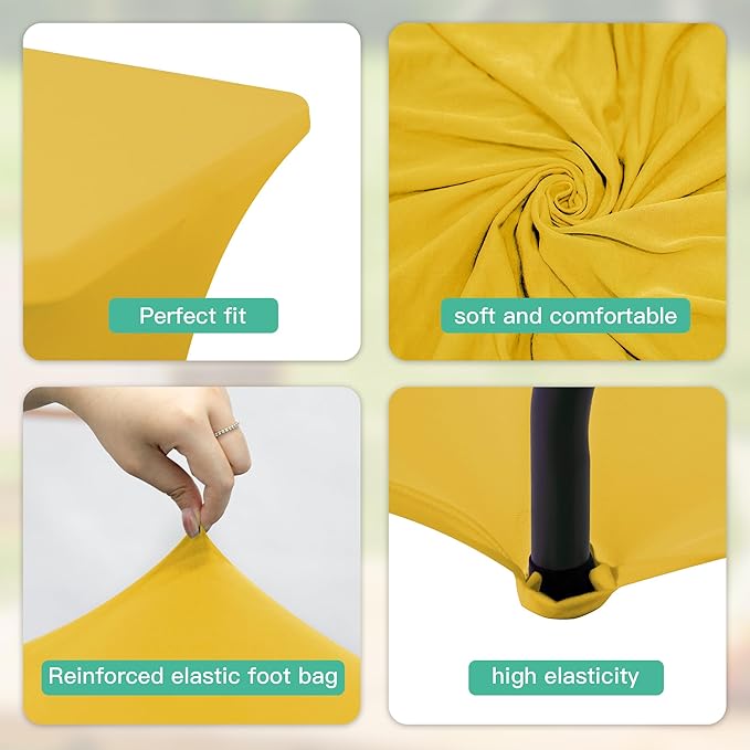 6Pack 6FT Table Cloth for Rectangular Fitted Events Stretch Yellow Table Covers Washable Spandex Tablecloth Protector for Party, Wedding, Cocktail, Banquet, Festival