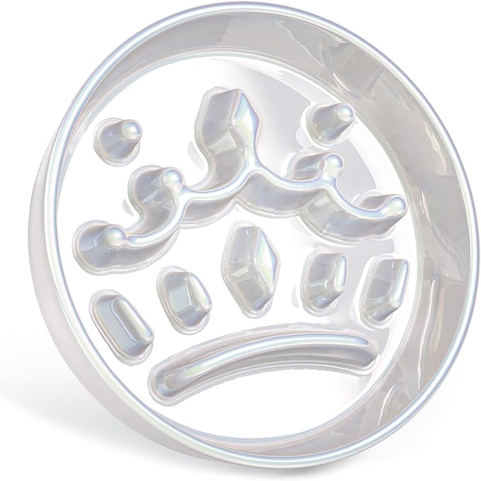 LE TAUCI Dog Bowls Slow Feeder Ceramic, 1.5 Cup Slow Feeding Bowl for Small and Medium Breed, Puzzle Dog Food Bowl for Fast Eater, Crown Silver